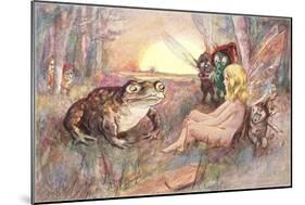 Fairy Talking to Frog-null-Mounted Art Print