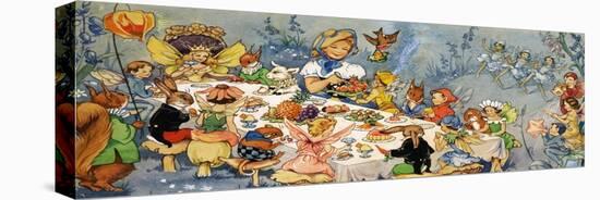 Fairy Tea Party-English School-Stretched Canvas