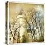 Fairy Winter Castle - Retro Styled Picture-Maugli-l-Stretched Canvas