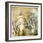 Fairy Winter Castle - Retro Styled Picture-Maugli-l-Framed Art Print