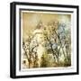 Fairy Winter Castle - Retro Styled Picture-Maugli-l-Framed Art Print