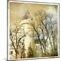 Fairy Winter Castle - Retro Styled Picture-Maugli-l-Mounted Art Print