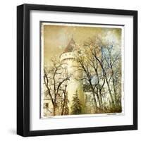 Fairy Winter Castle - Retro Styled Picture-Maugli-l-Framed Art Print