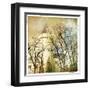 Fairy Winter Castle - Retro Styled Picture-Maugli-l-Framed Art Print