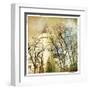 Fairy Winter Castle - Retro Styled Picture-Maugli-l-Framed Art Print