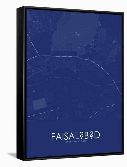 Faisalabad, Pakistan Blue Map-null-Framed Stretched Canvas