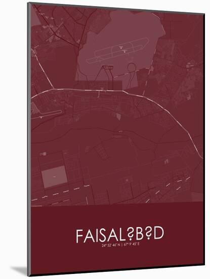 Faisalabad, Pakistan Red Map-null-Mounted Poster