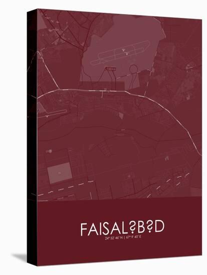 Faisalabad, Pakistan Red Map-null-Stretched Canvas