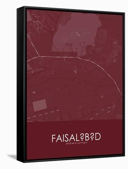 Faisalabad, Pakistan Red Map-null-Framed Stretched Canvas