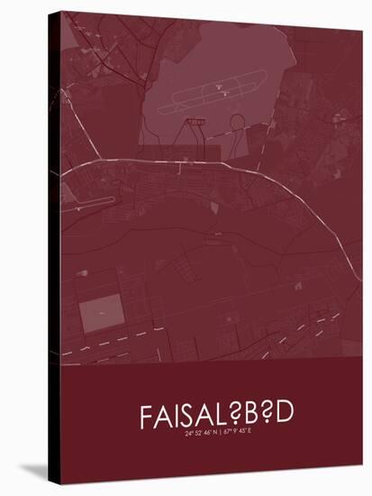 Faisalabad, Pakistan Red Map-null-Stretched Canvas