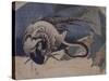 Faisan et serpent-Katsushika Hokusai-Stretched Canvas