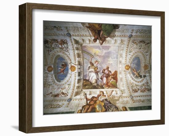 Faith Pointing Out Way to Eternity to Sinner Led by Charity-Paolo Veronese-Framed Giclee Print