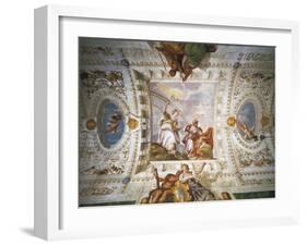 Faith Pointing Out Way to Eternity to Sinner Led by Charity-Paolo Veronese-Framed Giclee Print