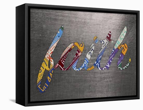 Faith Sign Metal-Design Turnpike-Framed Stretched Canvas