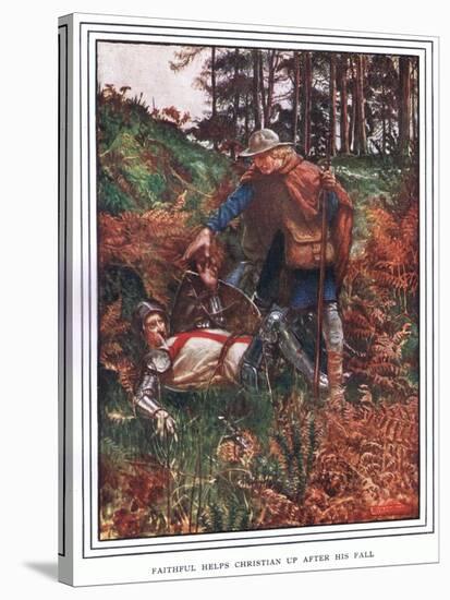 Faithful Helps Christian Up after His Fall-John Byam Liston Shaw-Stretched Canvas
