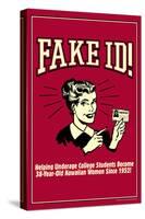 Fake ID Underage College Students Older Hawaiian Women Funny Retro Poster-Retrospoofs-Stretched Canvas