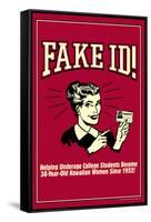 Fake ID Underage College Students Older Hawaiian Women Funny Retro Poster-Retrospoofs-Framed Stretched Canvas