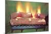 Fake Log Fire, Retro-null-Mounted Premium Giclee Print