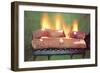 Fake Log Fire, Retro-null-Framed Art Print