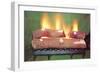 Fake Log Fire, Retro-null-Framed Art Print