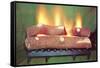 Fake Log Fire, Retro-null-Framed Stretched Canvas