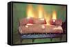 Fake Log Fire, Retro-null-Framed Stretched Canvas