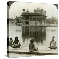 Fakirs at Amritsar, Looking South across the Sacred Tank to the Golden Temple, India, C1900s-Underwood & Underwood-Stretched Canvas