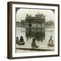 Fakirs at Amritsar, Looking South across the Sacred Tank to the Golden Temple, India, C1900s-Underwood & Underwood-Framed Photographic Print