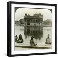 Fakirs at Amritsar, Looking South across the Sacred Tank to the Golden Temple, India, C1900s-Underwood & Underwood-Framed Photographic Print