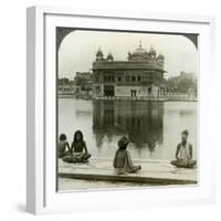 Fakirs at Amritsar, Looking South across the Sacred Tank to the Golden Temple, India, C1900s-Underwood & Underwood-Framed Photographic Print