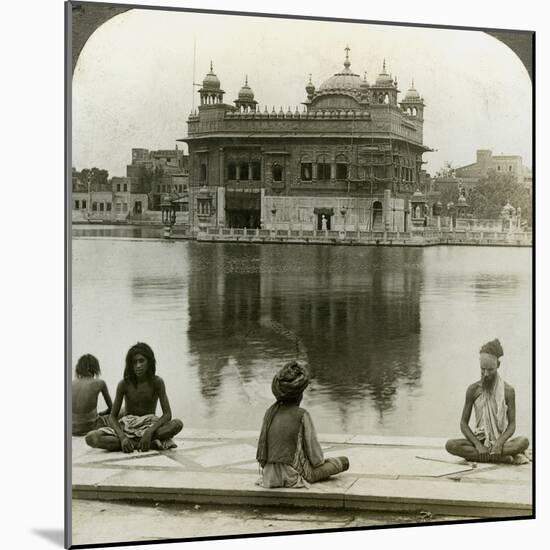 Fakirs at Amritsar, Looking South across the Sacred Tank to the Golden Temple, India, C1900s-Underwood & Underwood-Mounted Photographic Print