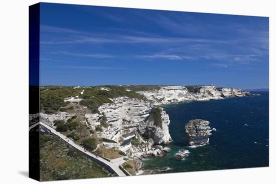 Falaises Cliffs Towards Capo Pertusato, Bonifacio, Corsica, France-Walter Bibikow-Stretched Canvas