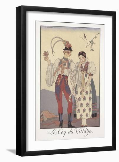 Falbalas Et Fanfreluches, Almanac for 1922, Le Coq Du Village-Georges Barbier-Framed Giclee Print