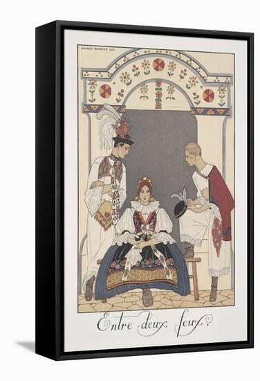 Falbalas Et Fanfreluches, Almanac for 1923, Entre Deux Feux-Georges Barbier-Framed Stretched Canvas