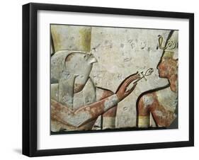 Falcon God Horus and Ramses II During the Opening of the Mouth Ceremony, Bas-Relief-null-Framed Giclee Print