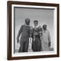 Falcon Trainers Holding onto Posts While their Birds Perch Atop Them-Bob Landry-Framed Photographic Print