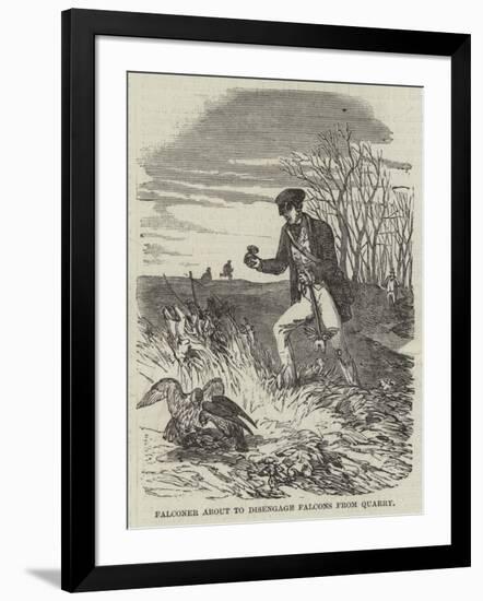 Falconer About to Disengage Falcons from Quarry-null-Framed Giclee Print