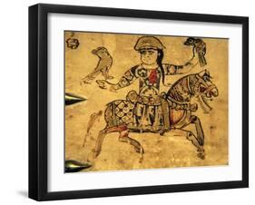 Falconer on Horseback, Detail from Ivory Casket, 11-12th C-null-Framed Art Print
