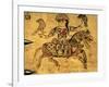 Falconer on Horseback, Detail from Ivory Casket, 11-12th C-null-Framed Art Print