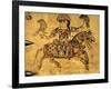 Falconer on Horseback, Detail from Ivory Casket, 11-12th C-null-Framed Art Print