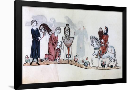 Falconers with their Birds, 13th Century-null-Framed Giclee Print