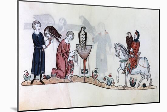 Falconers with their Birds, 13th Century-null-Mounted Giclee Print