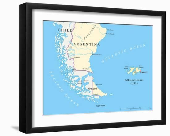 Falkland Islands Policikal Map-Peter Hermes Furian-Framed Art Print