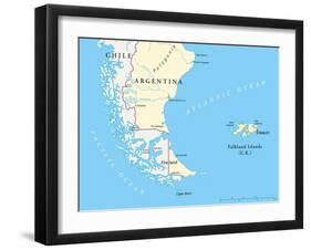 Falkland Islands Policikal Map-Peter Hermes Furian-Framed Art Print