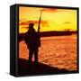 Falklands War 1982 a British Soldier Standing Guard at Sunset-null-Framed Stretched Canvas