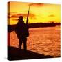 Falklands War 1982 a British Soldier Standing Guard at Sunset-null-Stretched Canvas