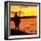 Falklands War 1982 a British Soldier Standing Guard at Sunset-null-Framed Photographic Print