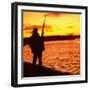 Falklands War 1982 a British Soldier Standing Guard at Sunset-null-Framed Photographic Print