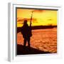 Falklands War 1982 a British Soldier Standing Guard at Sunset-null-Framed Photographic Print