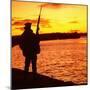 Falklands War 1982 a British Soldier Standing Guard at Sunset-null-Mounted Photographic Print